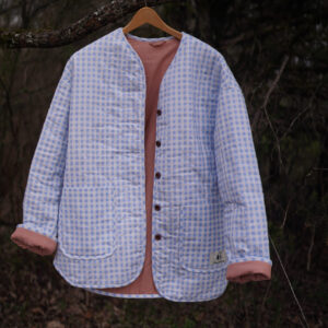 Blue Gingham Quilted Coat