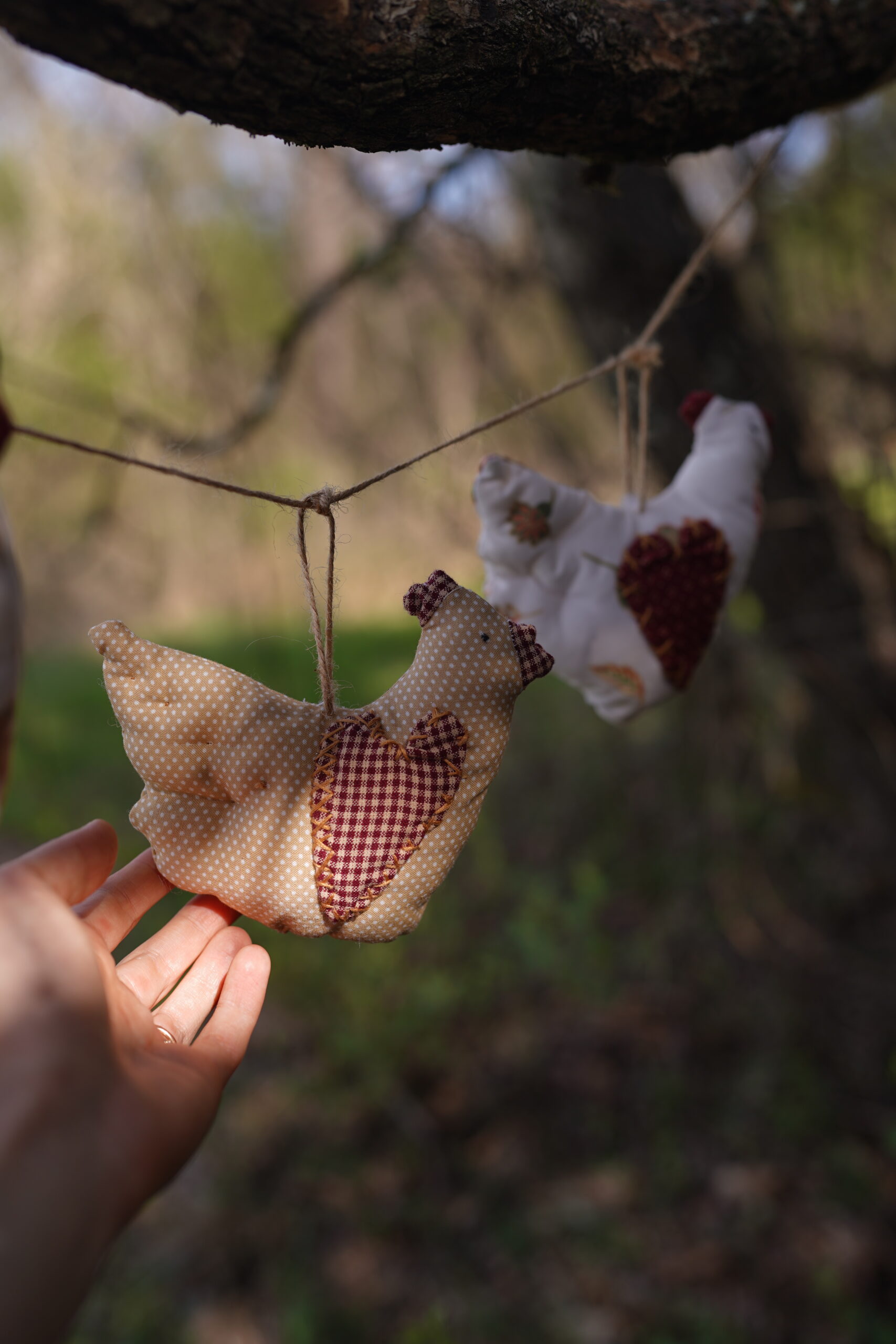 handmade farm chicken fabric garland 