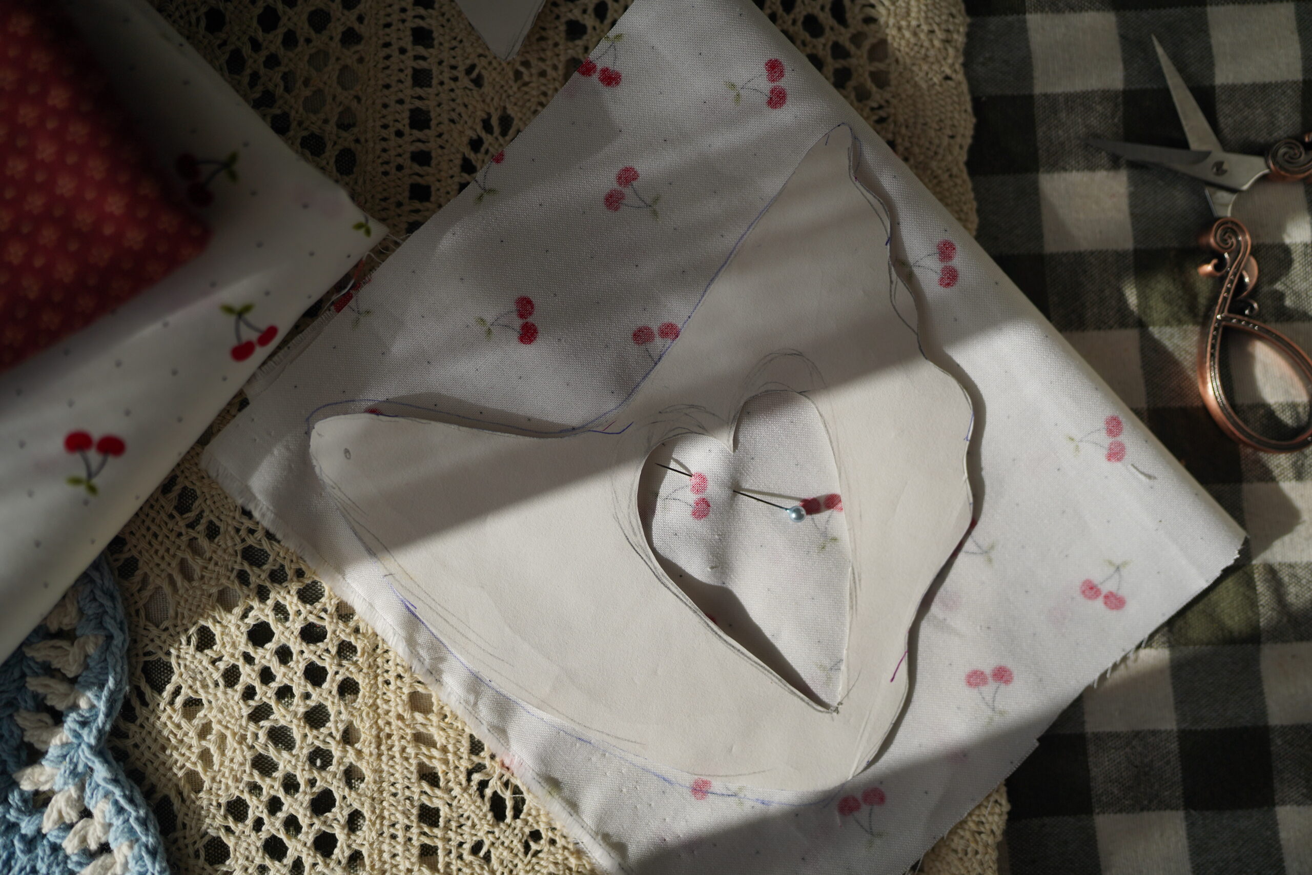 the body of the chicken secured to the fabric